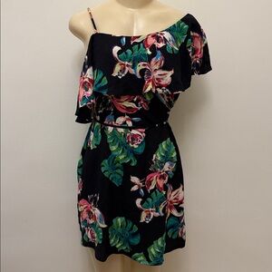 BeBop Black Floral Ruffle Dress Size Small Resortwear Spring
